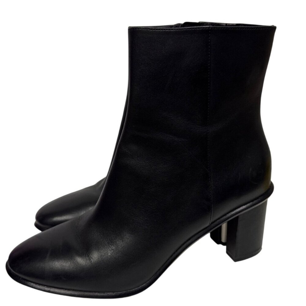 Tory Burch Brooke Stamped Women's Boots Ankle Black Leather Heeled Zip Size 11 - Picture 3 of 11